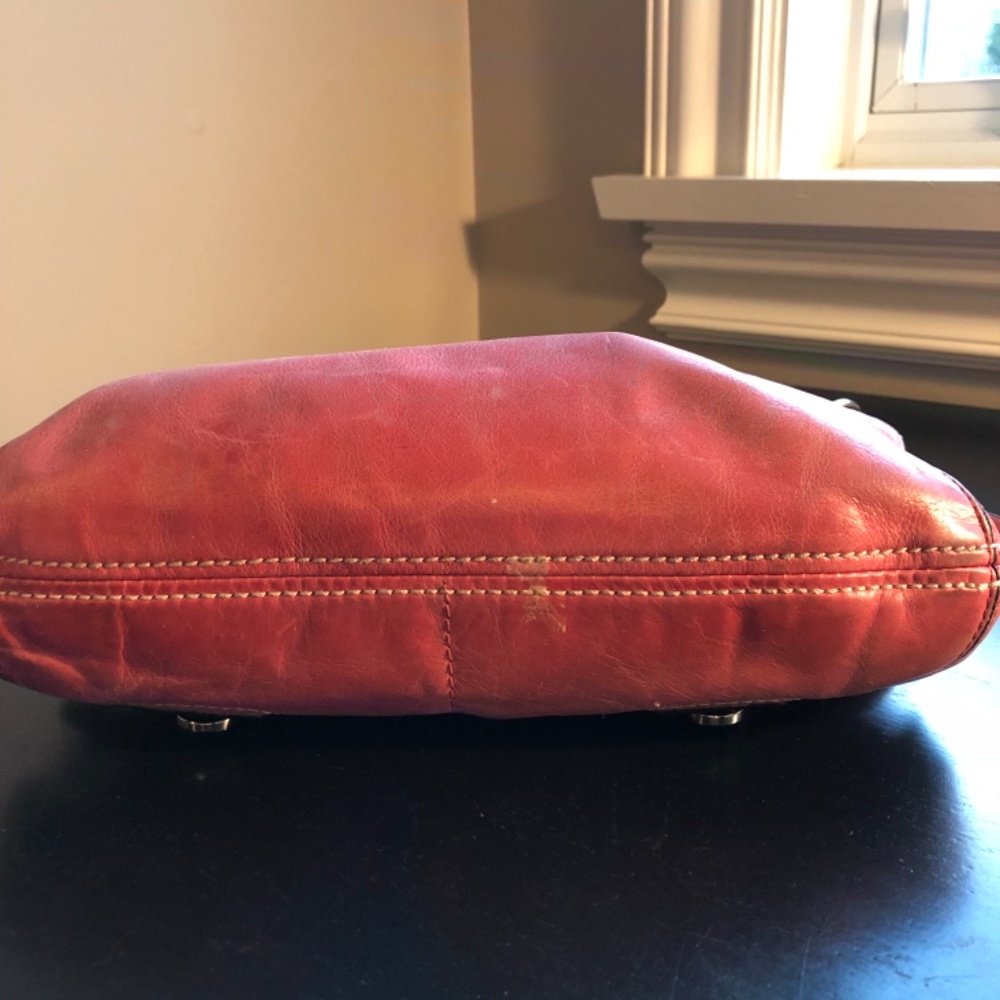 Coach Pink Poppy Hippie Distressed Leather Shoulder Bag - Picture 11 of 12